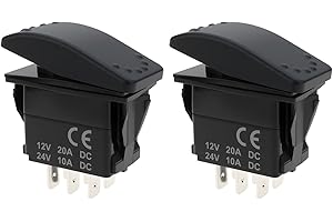eMagTech 2X 6-Pin 3-Position Waterproof Rocker Switch 12V 20A DPDT ON-Off-ON for Marine Outdoor Boat