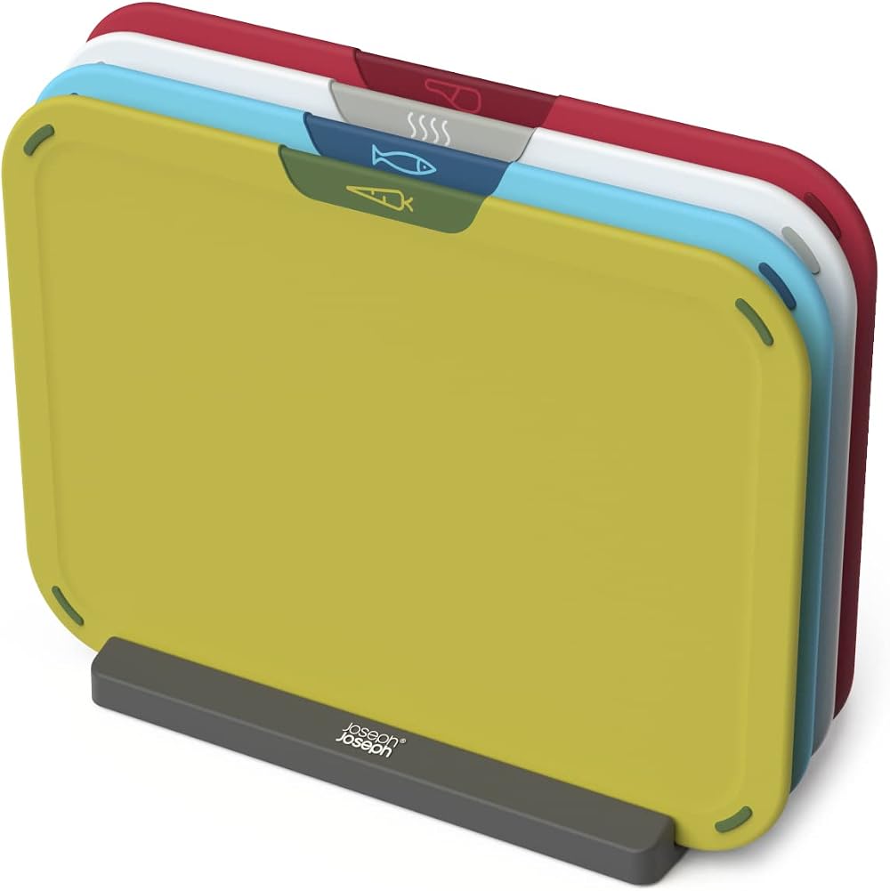 Joseph Joseph Duo Icon 4-Piece Colour Coded Cutting Board Set with Storage Stand