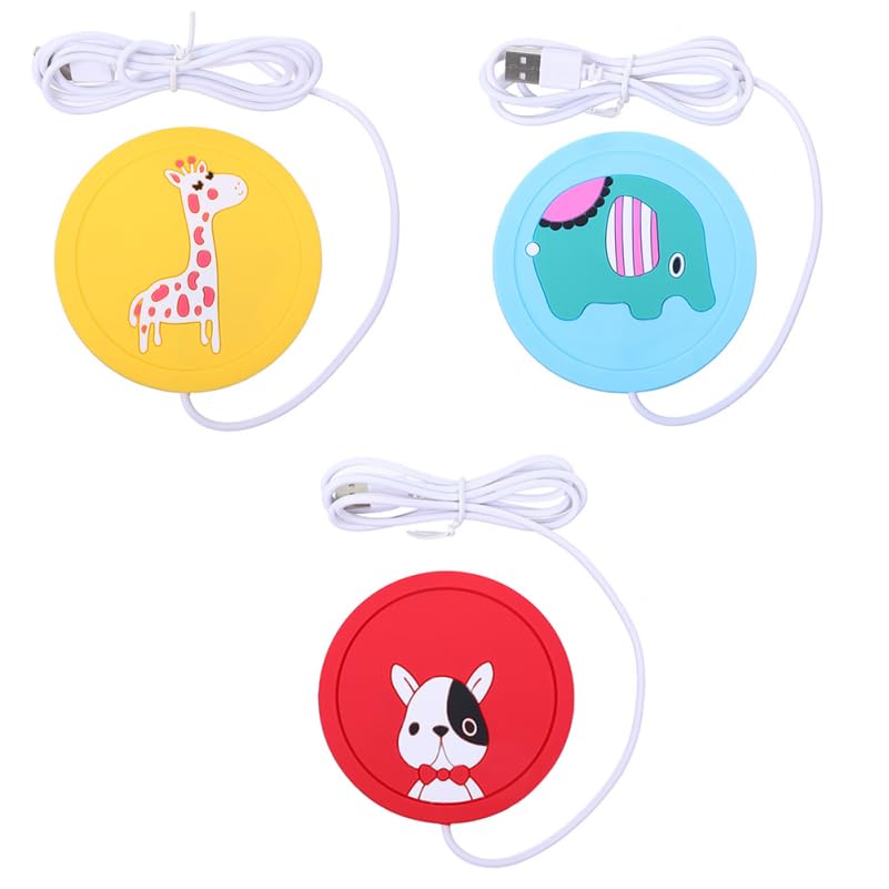 RORPOIR 3 Pcs Cartoon Silicone Mug Warmer Mats Electric Cup Heating Pads for Coffee Tea Coaster for Use Ideal for Mugs Milk Frothers