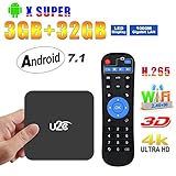 Android TV Box 7.1【3gb Ram+32gb ROM】 2018 Amlogic S912 Octa Core 64 Bit 2.4G/5G Dual Band WiFi 4K HD 1000M LAN BT 4.1 X Super Smart Media Player with LED Display