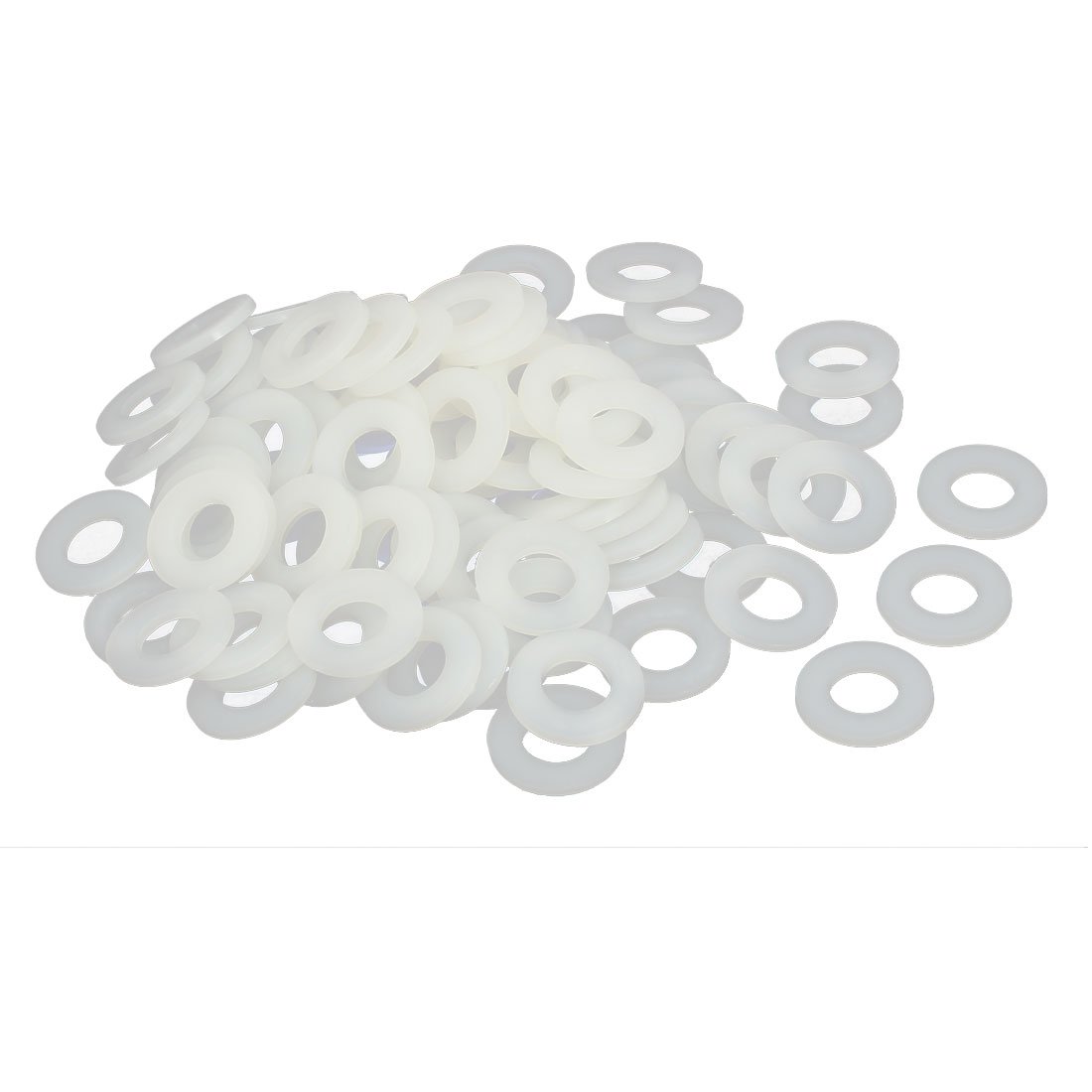 Sourcingmap M10 x 20mm x 2mm Nylon Flat Insulating Washers Gaskets Spacers Fastener for Faucet Pipe Water Hose White 100PCS