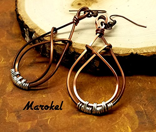 Crossover Copper Earrings Wire Wrapped Square Wire Minimalist