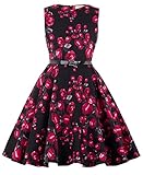 Kate Kasin Girls Sleeveless Vintage Floral Swing Party Dresses