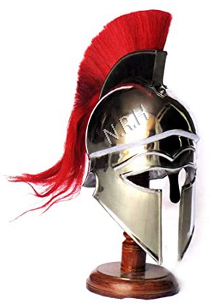 Buy Medieval Greek Corinthian Helmet Armour Red Plume Steel Helmet