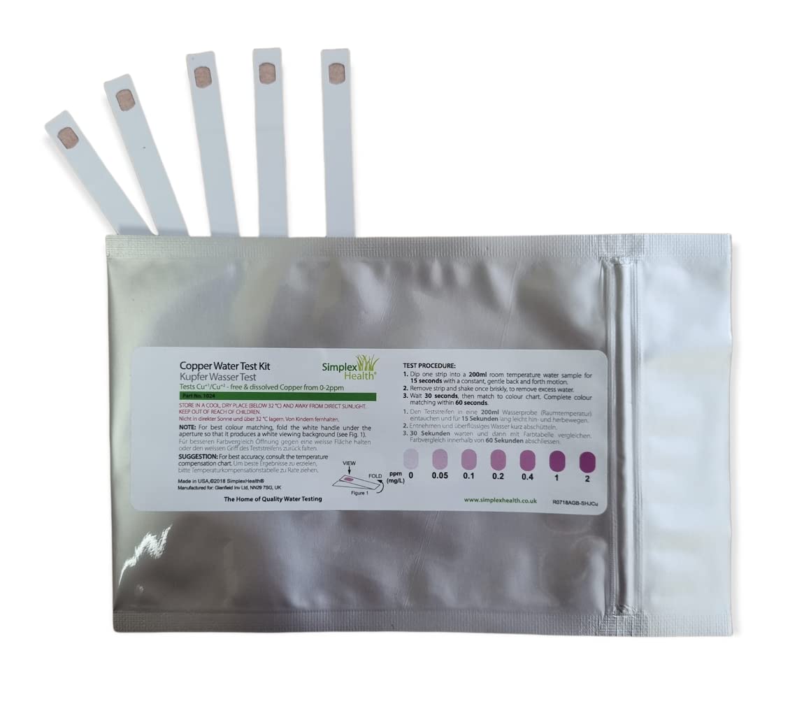 SimplexHealth Copper Check - Water Testing Strips (5 Strips)