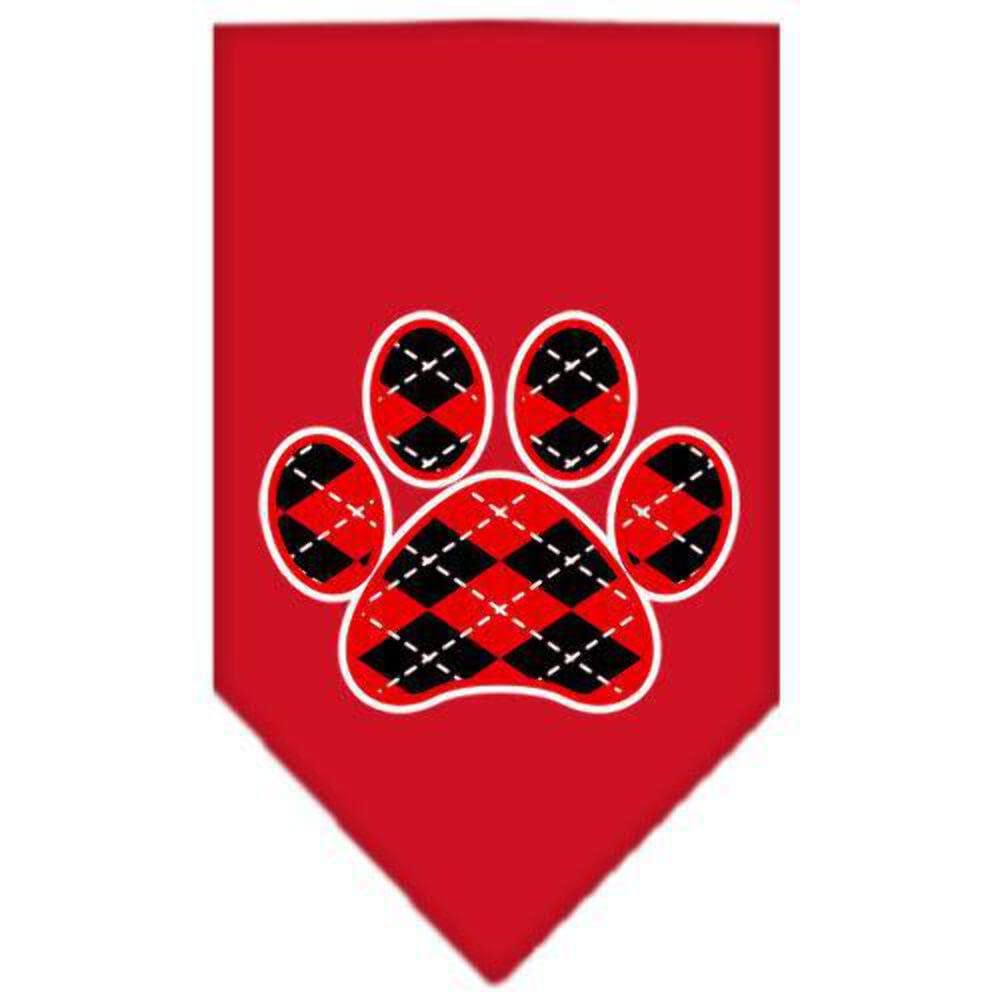 Mirage Pet Products Argyle Paw Screen Print Bandana for Pets, Small, Red