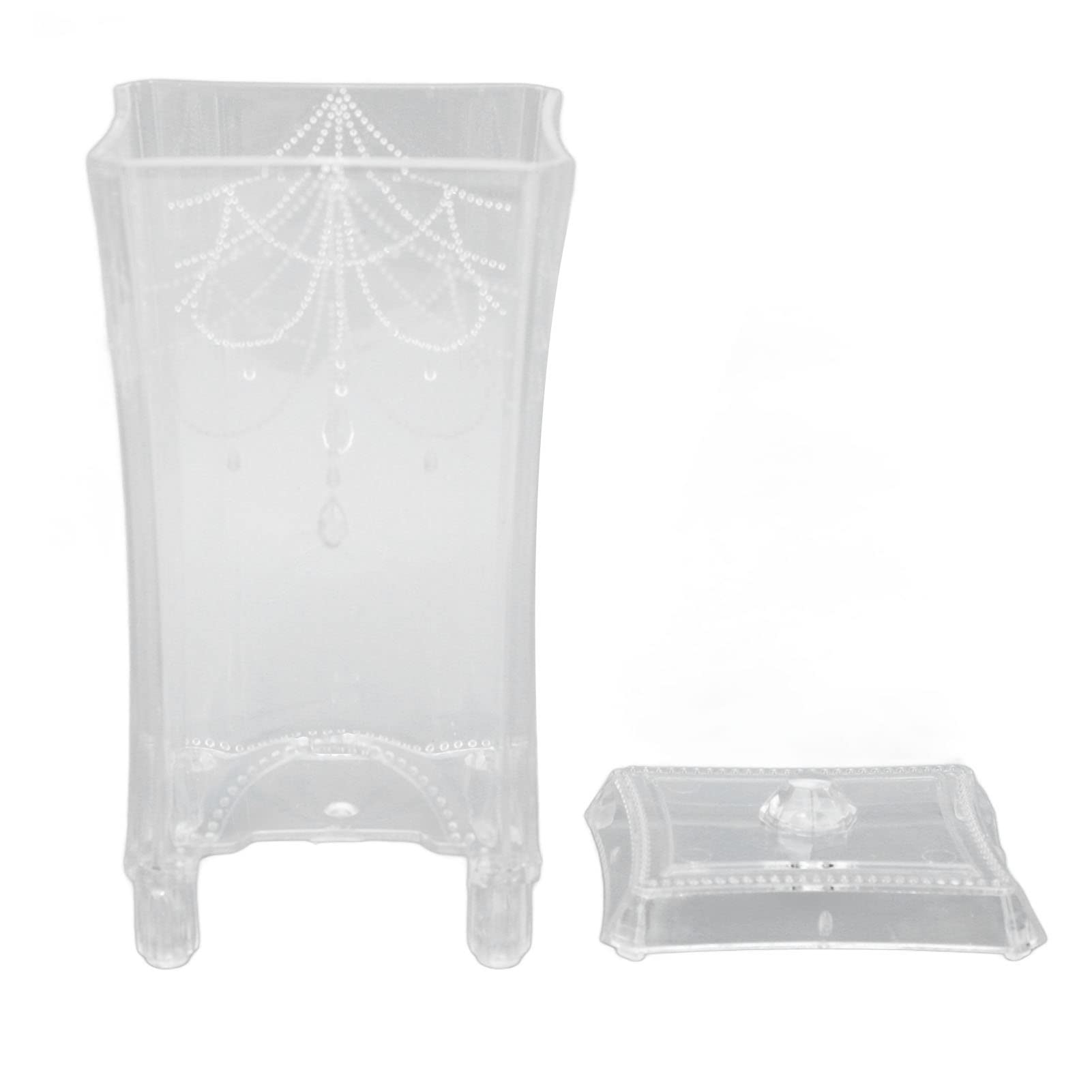 Dioche Cotton Pad Holder Makeup Cotton Storage Box Plastic Desktop Cosmetic Cotton Ball Container Women Cosmetics Storage Box(Transparent)