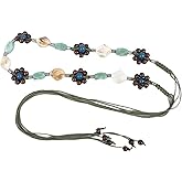 Kokoma Boho Braided Waist Chain Belt Shell Flower Woven Belts with Tassels Bohemian Waist Rope Belt for Dress Jeans for Women