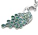 Soulbreezecollection Gorgeous Peacock Bird Animal Lover Keychain Key Ring Charm Dark Green AB Glitter Enamel
