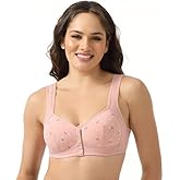 Daisy Bras for Women, Front Snap Closure Padded Bra for Older Senior Women, No Underwire Comfortable Bra Pink 38A/B