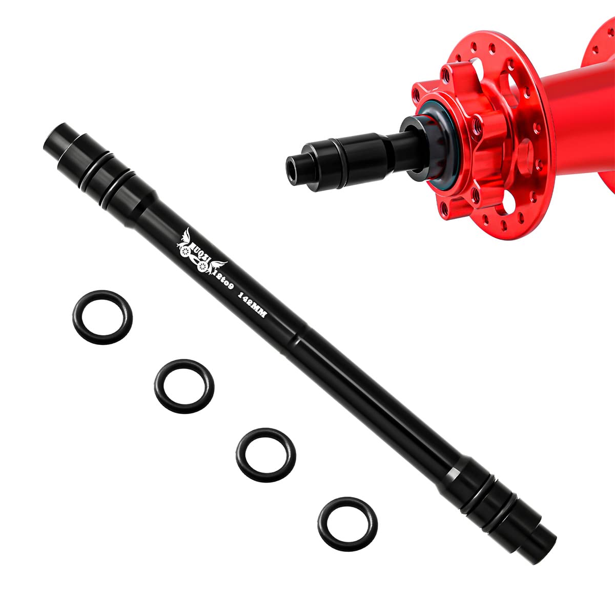 MUQZI Bicycle QR Adapter 12 to 9mm Front Wheel Hub Adapter 142mm Thru Axle Hub Quick Release for Mountain Road Bike, Black