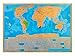 Hiberno Scratch the World Travel Map, USA States and all Countries Flags, Premium Quality Paper, Track your Travels + FREE Scratch Pen