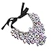 Holylove 5 Colors Fashion Women Ribbon Tie Statement Necklace with Chunky Tear Drop Glass Beads (8455 AB Crystal)