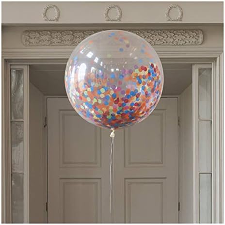 FONBALLOON PARTY FindFun 36" Confetti Balloons Jumbo Clear Balloon Round Latex Paper Balloons Crepe Paper Filled with Multicolor Confetti for Wedding or Party Decorative