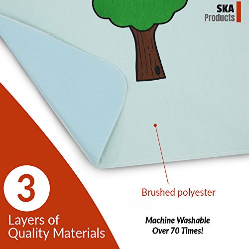 Cute Washable Puppy Pee Pads | 2 Pack Fire Hydrant, Tree Designs | Large Super Absorbent Wee Wee Potty Mats | Dog Housebreaking, Pet Crate Training | Multi-Purpose Reusable Eco-Friendly | Whelping - Thumbnail 4