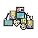 Adeco Decorative Black Wood 8 Openings Decorative Wood ''I Love You'' Collage Wall Hanging Picture Photo Frame, 4x6 in, 4.5x5 in, 3.5x5 in and 4x4 in