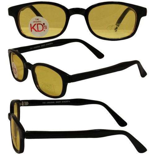 The Original KD's Biker Shades By PCSUN. Black Frame Yellow Lens