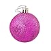 Juvale 48-Pack Mini Christmas Tree Ornaments - Fuchsia Pink Shatterproof Small Christmas Balls Decoration, Assorted 3-Finish Shiny, Matte, Glitter, Hanging Plastic Bauble Holiday Decor, 1.5 Inches