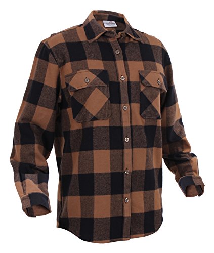 Rothco Heavy Weight Plaid Flannel Shirt, Brown, X-Large