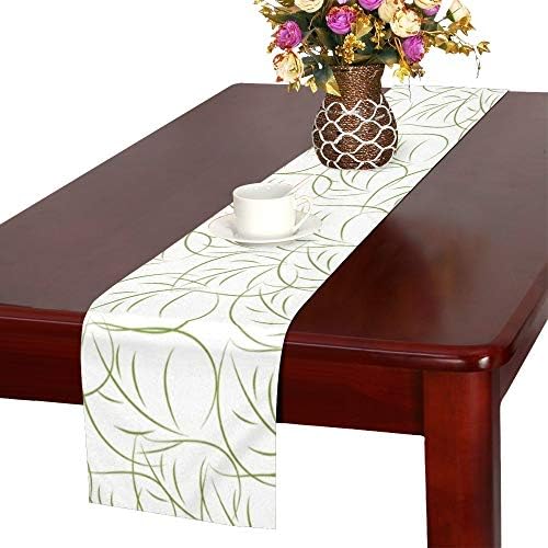 WHIOFE Leaves White Green Table Runner, Kitchen Dining Table Runner 16 X 72 Inch for Dinner Parties, Events, Decor