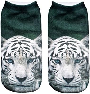 Women White Tiger Animals Print 3D Sock Unisex Funny Cut Ankle Cute Casual