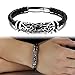 JOEYOUNG Fashion Jewelry Wide Braided Leather Bracelet Bangle for Men and Women Black Fabric Genuine Leather Wristband Bangle with Stainless Steel Magnetic Box Clasp, 8.5