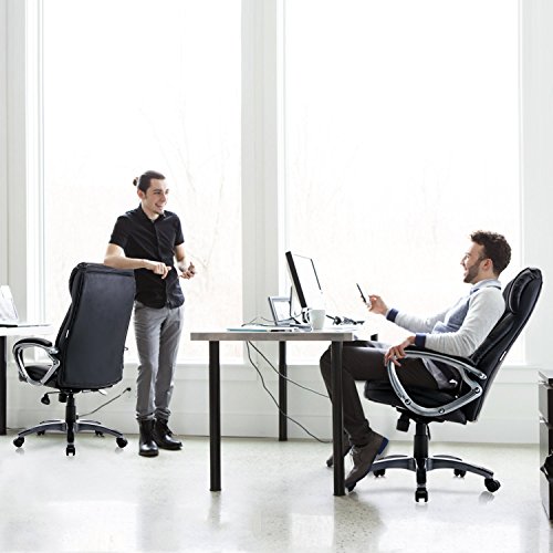 KADIRYA High Back Leather & Fabric Office Chair with Adjustable Tilt