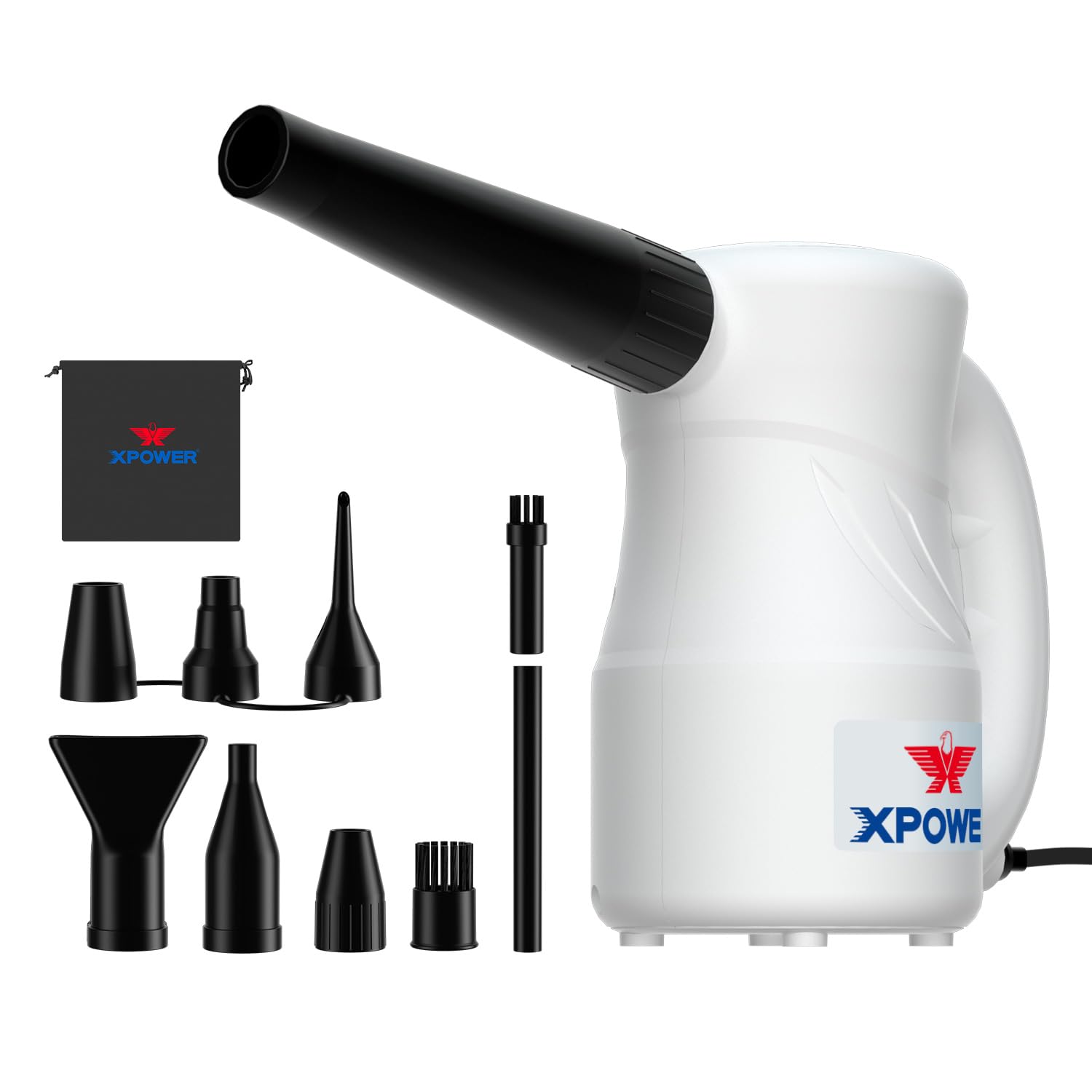 XPOWER Cyber Duster Electric Air Duster for Dusting Drying Inflating Blowing Car Detailing Computer Maintenance Leaf Blowing High Performance Motor Eco-Friendly (White, A-2S)