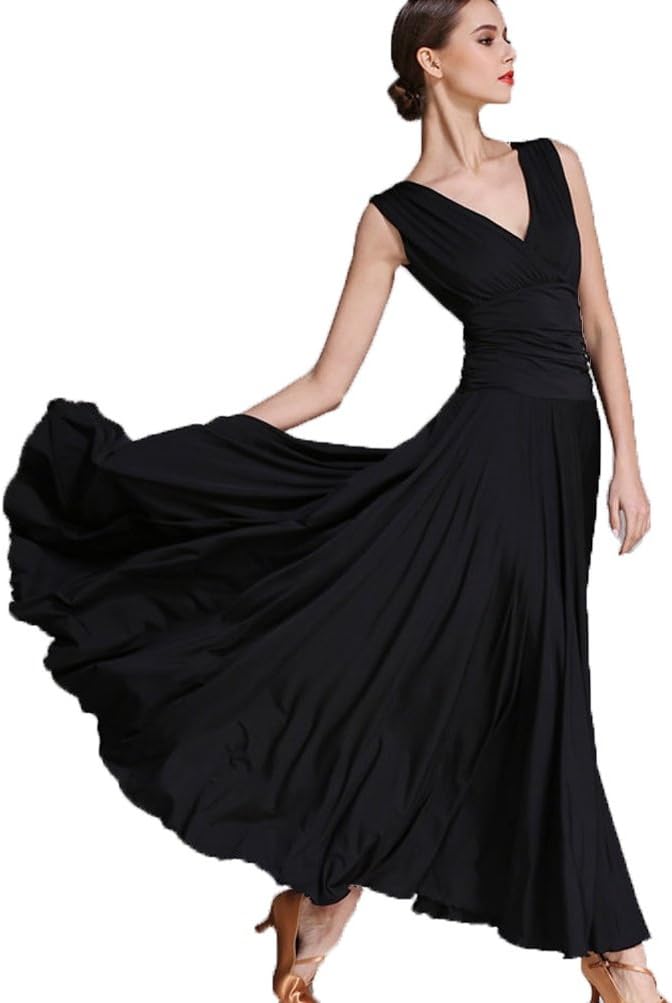 Elegantes Tanzkleid Mit V-Ausschnitt | Langarm Ballsaal Kleid Für Walzer & Tango