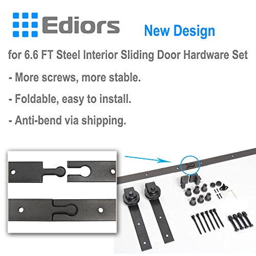EDIORS 6FT Black Country Antique Steel Interior Sliding European Barn Wood Door Hardware Set