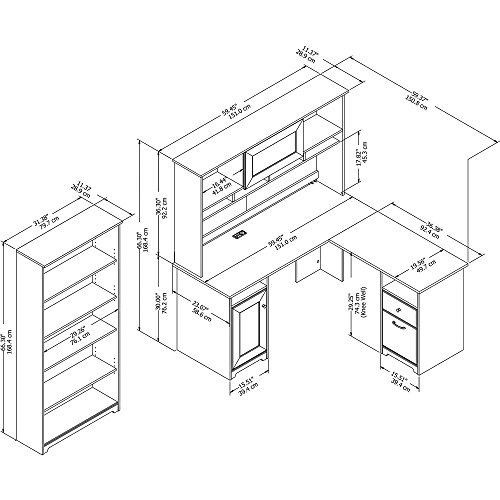 Bush Furniture Cabot 60W L Shaped Computer Desk with Hutch and 5 Shelf