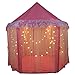 SkyeyArc Princess Castle Play Tent with 34 Feet 100 Led Star Lights String, Pink Tent, Princess Playhouse with Lace, Kids Tents, Castle Playhouse, Great for Kids