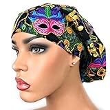 Womens Surgical Scrub Hat OR Nurse Cap Euro Style New Orleans Mardi Gras Jazz Bouffant Cap