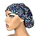 DK Scrub Hats Women’s Adjustable Bouffant Surgical Ponytail Cap Purple Blue Floral