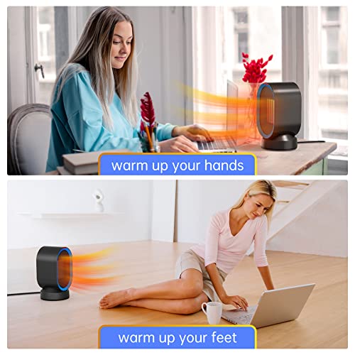Portable Space Heater, Oscillating Desk Heater for Indoor Use，Electric