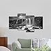 Pyradecor 4 panels Black and White Rocky Waterfall Pictures Paintings on Canvas Wall Art Prints for Wall Decor Living Room Modern Grace Landscape Sea Beach Giclee Canvas Print Artwork Home Decorations