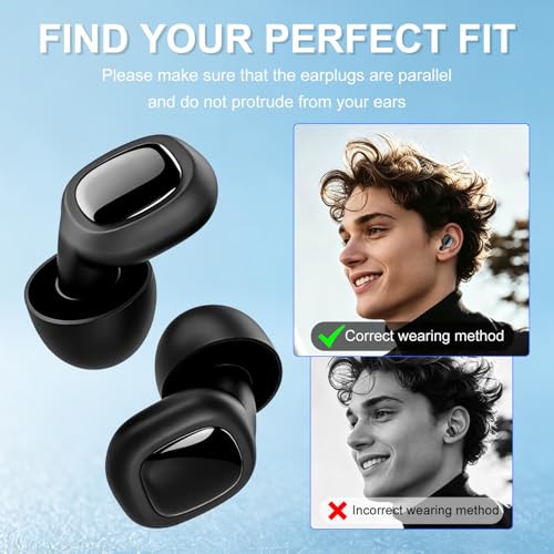 Ultra Soft Ear Plugs - 55dB (SNR) Noise Reduction Hearing Protection - Reusable Earplugs Flexible Comfortable Fit for Noise Sensitivity, Sleep, Work, Study, Airplane, Concerts & Festivals (Black)