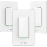 U-tec Single-Pole Smart Switch, Matter Over WiFi, 3 Pack | Voice Control w/Siri, Alexa, Google, SmartThings, Timer &amp; Schedule, FCC/ETL Certified, Neutral Wire Required, 2.4G Wi-Fi