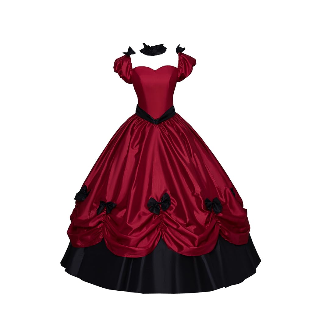Photo 1 of Women's Gothic Victorian Rococo Dress Civil War Southern Belle Tea Party Ball Gown Medieval Evening Dress (Red, XXL)