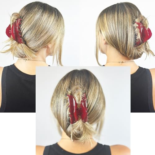 Camila Paris CP2529 French Hair Clip for Women for Thick Hair for Long Curly Wavy Hair, Red, Girls Hair Claw Clips Jaw Styling Hair Accessories for Women, Strong Hold No Slip Grip, Made in France