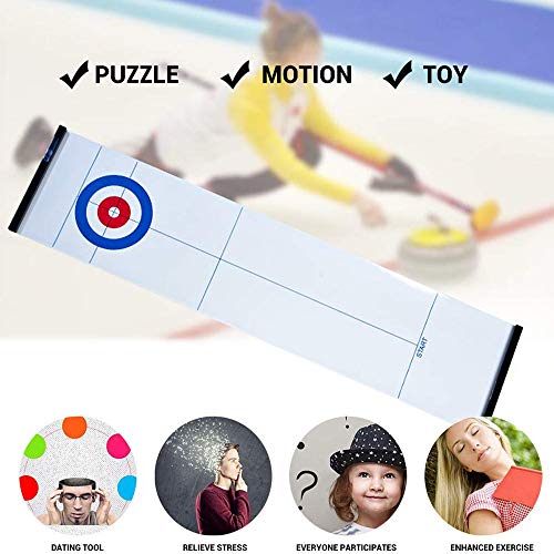 OZMI Tabletop Curling Game, Family Games for Kids and Adults, Mini Desktop Game with 8 Shuffleboard Pucks for Family, Outdoor, School, Office, Travel, Table and Curling Set