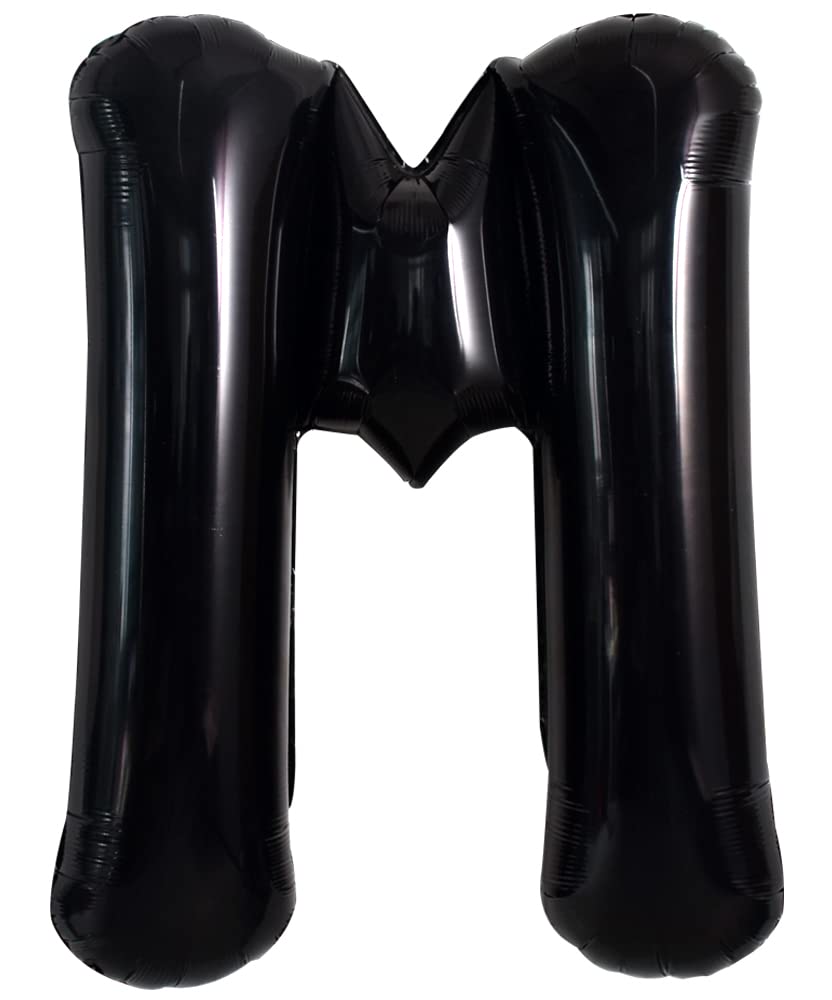 TONIFUL 40 Inch Large Black M Letter Balloons, Foil Mylar Big Alphabet Balloons for Birthday Party, Anniversary, Valentine's Day Supplies