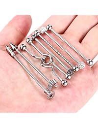 GAGABODY 14G - Piercing de acero quirúrgico industrial para mujer, hombre, cartílago, cuerpo, 1.496 in