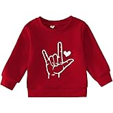 GLIGLITTR Toddler Baby Boy Girl Valentines Day Sweatshirt I Love You Heart Long Sleeve Shirt Outfit Crewneck Winter Clothes