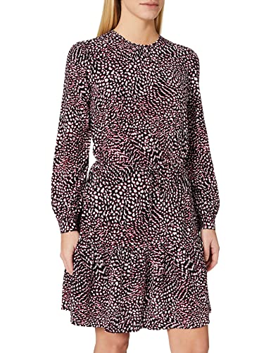 Tommy Hilfiger Viscose F&F Short Dress LS Robe, Feather Prt/Red White Black, 32 Femme