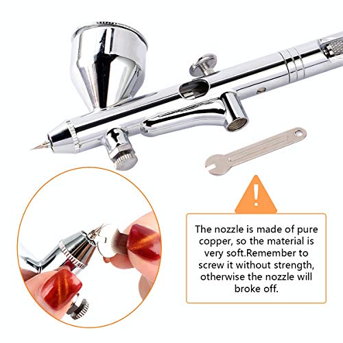 180K Airbrush Kit,Fy-Light Dual Action Air Brush Kit Spray Gun Air Hose with 0.2mm/0.3mm/0.5mm Needle for Complete Set for General-Purpose Art-and-Craft Projects Tattoo Makeup Nail Model-Railroad