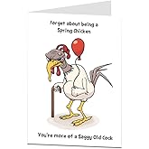 LimaLima Birthday Cards For Him Funny Rude Adult Theme Perfect For 40th 50th 60th - No Spring Chicken