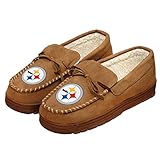 Football Mens Team Logo Moccasin Slippers Shoe - Pick Team (Pittsburgh Steelers, Large)