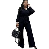 Ophestin 2 Piece Travel Outfits for Women Dressy Button Down Shirt Two Piece Wide Leg Pants Sets