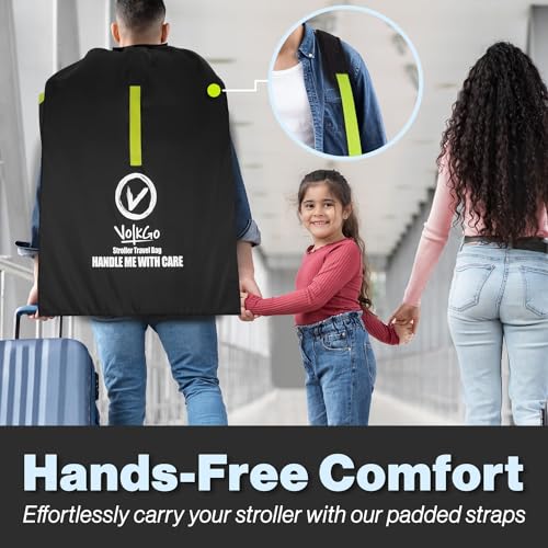 V VOLKGO Large Stroller Bag for Airplane, Large Cover for Airtravel, Jogger & Umbrella Stroller Cover for Travel - Fits Wide, Gate Check Bag, Heavy Duty Durable Infant carrier covers for Air Travel